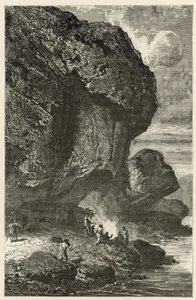 Vista del refugio bajo la roca de Bruniquel, habitación del hombre en la época del reno de Emile Antoine Bayard