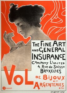 Seguro contra robo de joyas, c.1890 (cartel) de Émile Berchmans