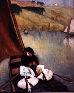 Mujeres bretonas en un ferry, c.1900 de Emile Bernard