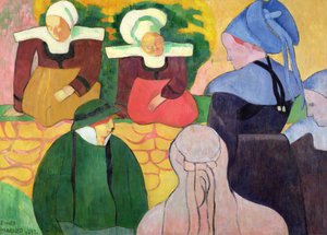 Mujeres bretonas en un muro