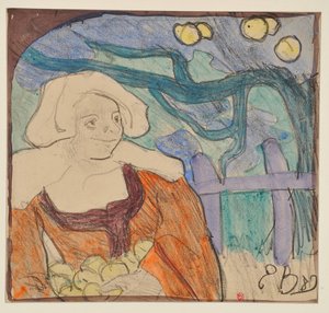 Bretona recogiendo manzanas [prueba b] de Emile Bernard