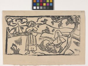 Deux Bretonnes (Dos bretonas) (xilografía) de Emile Bernard