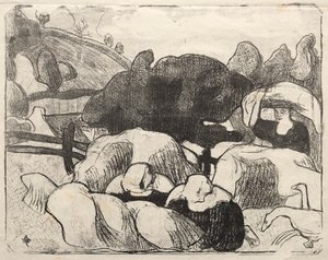 Les Bretonneries: mujeres bretonas haciendo almiares de Emile Bernard