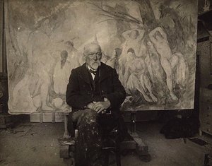 Paul Cézanne en su estudio en Les Lauves, 1904 de Emile Bernard
