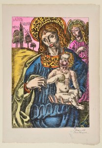 Sainte Marie Mutter Gottes: Die Jungfrau und der Engel mit Nimbus de Emile Bernard