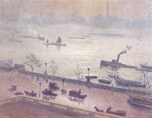 Reflejo de la luz matinal en el Támesis en Londres de Emile Claus