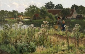El río Lys en Astene, c.1885 (óleo sobre lienzo) de Emile Claus