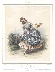 La bailarina de ballet francesa Pauline Leroux bailando en la Ópera de París, c1840