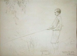 Joven pescando de Emile Friant