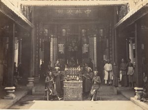 Ceremonia religiosa en la Pagoda China de Cholen, Saigón, Cochinchina, 1866 de Emile Gsell