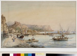 Vista del puerto de Cassis Acuarela de Emile Henry (1822-1920) Fondation regards de Provence, Marsella de Emile Henry