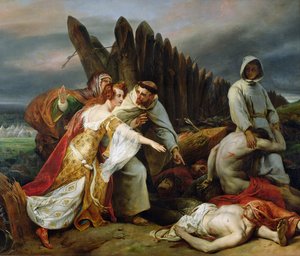 Edith encontrando el cuerpo de Harold, 1828 de Emile Jean Horace Vernet