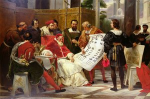 El Papa Julio II ordenando a Bramante, Miguel Ángel y Rafael construir el Vaticano y San Pedro, 1827 (detalle)