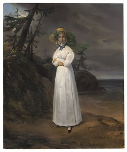 Retrato de la condesa viuda Jean-Henri-Louis Greffulhe en un paisaje de Emile Jean Horace Vernet
