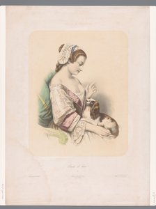 Mujer joven entrena a su perro faldero Faites le beau! (título en el objeto) Motivos en miniatura (título de serie) Motifs de miniature (título de serie sobre objeto)