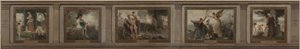 Boceto para el ayuntamiento del distrito 16 de París (salón en hemiciclo): Infancia, juventud, propósito, gloria, vejez: Las edades de la vida, en 1884 (óleo sobre lienzo) de Emile Levy