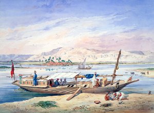 Un barco en el Nilo, Egipto, siglo XIX de Emile Prisse d