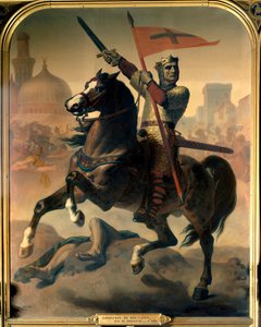 Retrato ecuestre de Godefroi de Bouillon, Rey de Jerusalén de Emile Signol