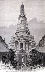 Portal de la Gran Pagoda Wat-Chan, Bangkok. Dibujo por Thérond de Emile Theodore Therond