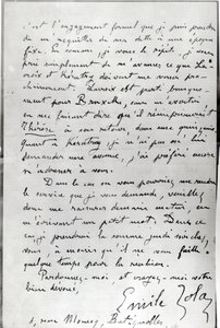 Carta de Zola a Edouard Manet (1832-83) 1868 de Emile Zola