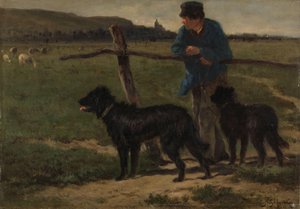 Granjero con perros de Emile van Marcke de Lummen