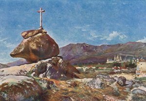El Elscorial: La Cruz de la Horca (colour litho) de Emilio Poy Dalmau