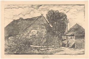 Granja con pajar de Emilius Wilhelmus Dehé (signed by artist)