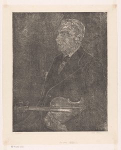 Retrato del padre del artista con violín de Emilius Wilhelmus Dehé (signed by artist)