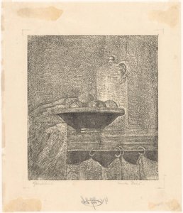 Bodegón con jarra y frutero de Emilius Wilhelmus Dehé (signed by artist)