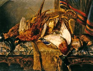 Naturaleza muerta con faisanes en una mesa de mármol, c.1850 de Emily Stannard