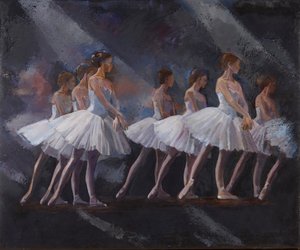El lago de los cisnes, 2024 (óleo sobre lienzo) de Emma Kennaway