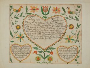 Fraktur - Certificado de Nacimiento y Bautismo de Emma M. Krumrine