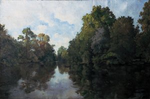 Clisson, La Sèvre cerca del molino harinero, los árboles de la Garenne Lemot de Emmanuel Lansyer