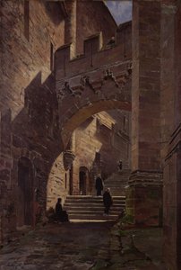 Mont Saint-Michel, puerta fortificada en la Abadía, 1881 de Emmanuel Lansyer