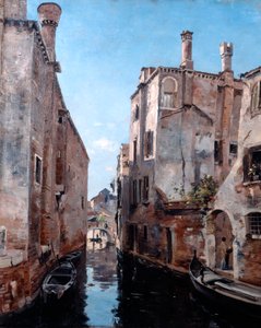 Alrededores de la Iglesia San Sebastián, Venecia, 1892 de Emmanuel Lansyer