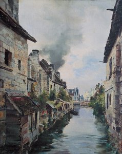 El canal de Beaulieu, vista del puente en la carretera de Loches a Beaulieu. 1891 (óleo sobre lienzo) de Emmanuel Lansyer