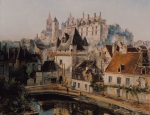 El castillo de Loches y la Porte des Cordeliers, vista tomada desde la hilandería de Emmanuel Lansyer