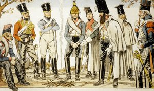 Armee Francaise 1810 de izquierda a derecha caballo-leger lancier Houzard-jinete Dutrain Dragon