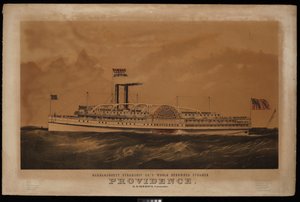 El mundialmente conocido vapor Providence B M Simmons de la Narragansett steamship Co. Comandante... (litografía, coloreada) de Endicott Endicott