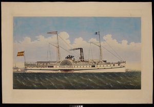 S.S. Villa Clara con vista de Nueva York (litografía, coloreada)