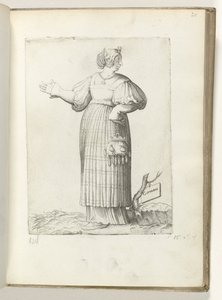Germana (título sobre objeto) Vrouw gekleed volgens de Duitse mode ca 1550 La actitud de los comerciantes contemporáneos (título de la serie) de Enea Vico