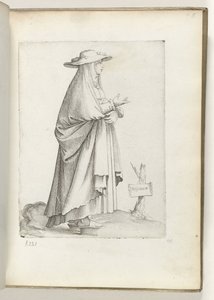 Hispana m(ulier) (título sobre objeto) Vrouw naar rechts, en Spaanse kleding. California. 1550 La actitud de los comerciantes contemporáneos (título de la serie) de Enea Vico