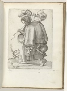 Esposa de soldado alemán (título sobre objeto) Duitse soldatenvrouw, gekleed volgens de mode van ca. 1550 La actitud de los traders contemporáneos de Enea Vico