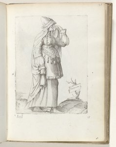 Tartarus m(ulier) (título sobre objeto) Tartaarse vrouw, ca. 1550 La actitud de los comerciantes contemporáneos (título de la serie) de Enea Vico