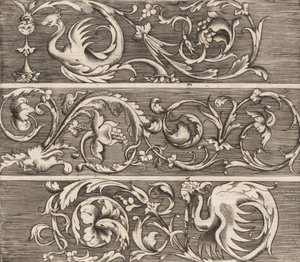 Tres frisos con follaje ornamental, ca. 1541-43 de Enea Vico