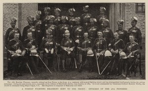 Un Regimiento de Combate de Bombay enviado al Frente, Oficiales de los 28 Pioneros de English Photographer