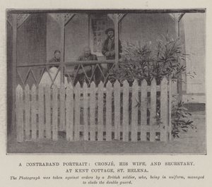 Un retrato de contrabando, Cronje, su esposa y secretario, en Kent Cottage, St Helena de English Photographer