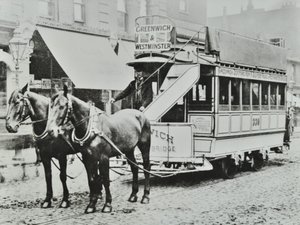 Tranvía tirado por caballos de Greenwich a Westminster, 1885