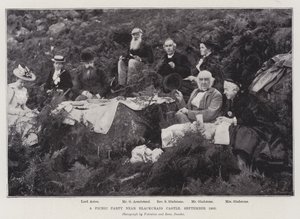 Una fiesta de picnic cerca del castillo de Blackcraig, septiembre de 1893 de English Photographer