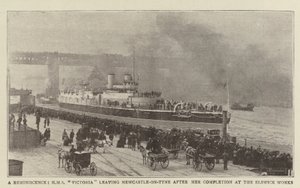 Un Recuerdo, el HMS Victoria saliendo de Newcastle-on-Tyne después de su Finalización en los Talleres de Elswick de English Photographer
